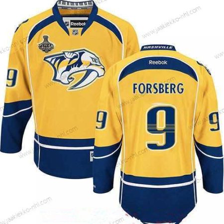 Miesten Nashville Predators #9 Filip Forsberg Keltainen 2017 Stanley Cup Finals Patch Ommeltu NHL Reebok Jääkiekko Paita