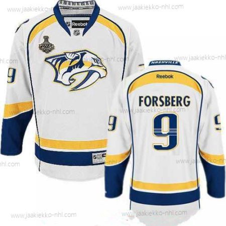 Miesten Nashville Predators #9 Filip Forsberg Valkoinen 2017 Stanley Cup Finals Patch Ommeltu NHL Reebok Jääkiekko Paita