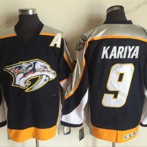 Miesten Nashville Predators #9 Paul Kariya Laivastonsininen Sininen 1998-99 Ommeltu NHL CCM Vintage Jääkiekko Paita