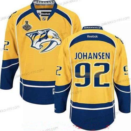 Miesten Nashville Predators #92 Ryan Johansen Keltainen 2017 Stanley Cup Finals Patch Ommeltu NHL Reebok Jääkiekko Paita