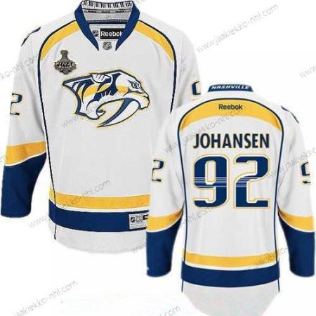 Miesten Nashville Predators #92 Ryan Johansen Valkoinen 2017 Stanley Cup Finals Patch Ommeltu NHL Reebok Jääkiekko Paita