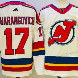 Miesten New Jersey Devils #17 Yegor Sharangovich Valkoinen 2022 Käänteinen Retro Aito Paita