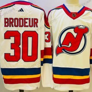 Miesten New Jersey Devils #30 Martin Brodeur Valkoinen 2022 Käänteinen Retro Aito Paita