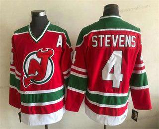 Miesten New Jersey Devils #4 Scott Stevens Punainen Ommeltu Paita