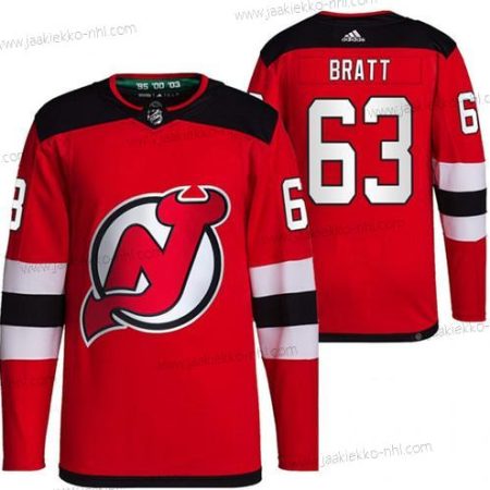 Miesten New Jersey Devils #63 Jesper Bratt Punainen Ommeltu Paita