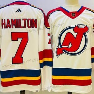 Miesten New Jersey Devils #7 Dougie Hamilton Valkoinen 2022 Käänteinen Retro Aito Paita