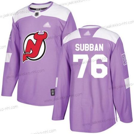 Miesten New Jersey Devils #76 P. K. Subban Violetti Aito Taistelee syöpää vastaan Ommeltu Jääkiekko Paita