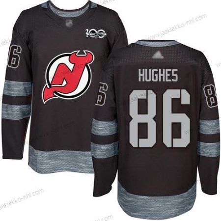 Miesten New Jersey Devils #86 Jack Hughes Musta 1917-2017 100th Vuosipäivä Ommeltu Jääkiekko Paita