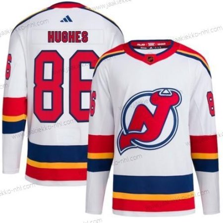 Miesten New Jersey Devils #86 Jack Hughes Valkoinen 2022-23 Käänteinen Retro Ommeltu Paita