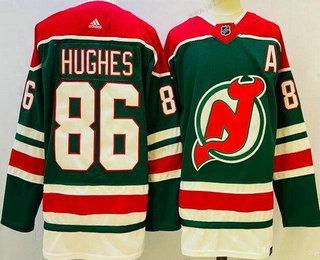 Miesten New Jersey Devils #86 Jack Hughes Vihreä 2021 Käänteinen Retro Aito Paita