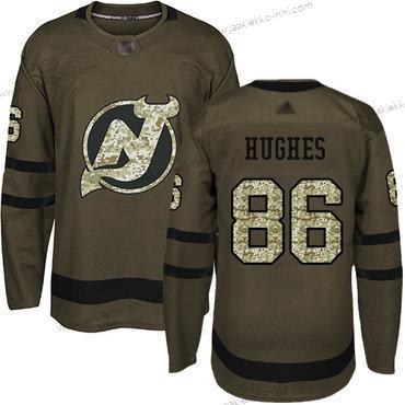 Miesten New Jersey Devils #86 Jack Hughes Vihreä Salute to Service Ommeltu Jääkiekko Paita