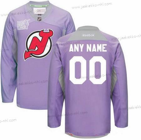 Miesten New Jersey Devils Mukautettu Violetti Pinkki Reebok Jääkiekko Taistelee syöpää vastaan Harjoitus Paita