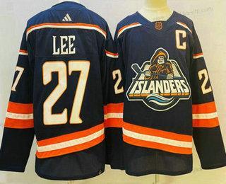 Miesten New York Islanders #27 Anders Lee Sininen 2022 Käänteinen Retro Ommeltu Paita