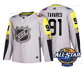 Miesten New York Islanders #91 John Tavares Harmaa 2018 NHL All-Star Ommeltu Jääkiekko Paita