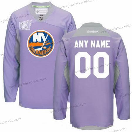 Miesten New York Islanders Mukautettu Violetti Pinkki Reebok Jääkiekko Taistelee syöpää vastaan Harjoitus Paita