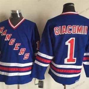 Miesten New York Rangers #1 Eddie Giacomin 1990-91 Sininen CCM Vintage Paita