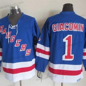 Miesten New York Rangers #1 Eddie Giacomin Sininen Retro CCM Paita