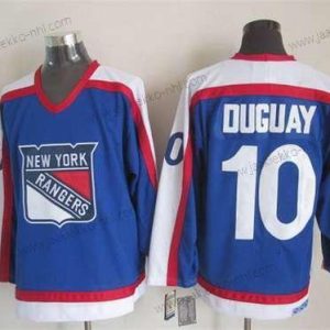 Miesten New York Rangers #10 Ron Duguay Sininen With Valkoinen CCM Vintage Paita