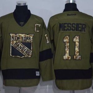 Miesten New York Rangers #11 Mark Messier Vihreä Salute to Service Ommeltu NHL Reebok Jääkiekko Paita