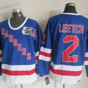 Miesten New York Rangers #2 Brian Leetch Sininen 75Th Retro CCM Paita