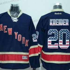 Miesten New York Rangers #20 Chris Kreider Reebok Laivastonsininen Sininen Vieraspaita USA Flag Jääkiekko Paita