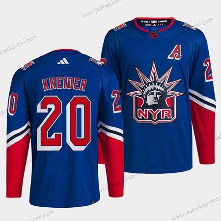 Miesten New York Rangers #20 Chris Kreider Sininen 2022 Käänteinen Retro Ommeltu Paita