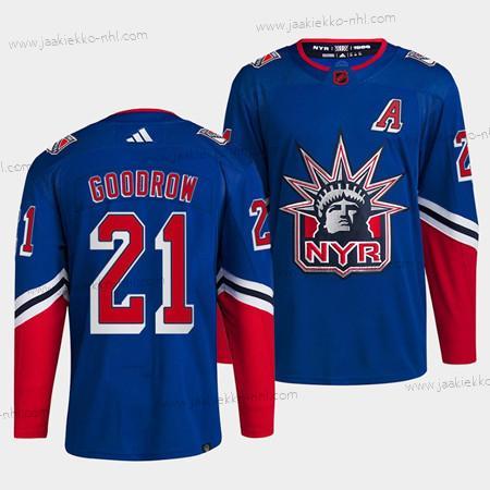 Miesten New York Rangers #21 Barclay Goodrow Sininen 2022 Käänteinen Retro Ommeltu Paita