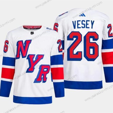 Miesten New York Rangers #26 Jimmy Vesey Valkoinen 2024 Stadium Series Ommeltu Paita