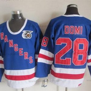 Miesten New York Rangers #28 Tie Domi Sininen 75Th Retro CCM Paita