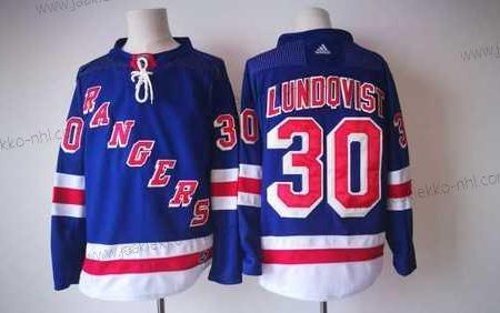 Miesten New York Rangers #30 Henrik Lundqvist Sininen Kotiottelupaita 2017-2018 Jääkiekko Ommeltu NHL Paita