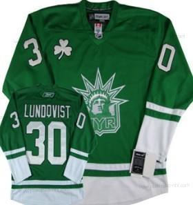 Miesten New York Rangers #30 Henrik Lundqvist St. Patrick’S Day Vihreä Paita