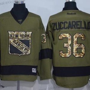 Miesten New York Rangers #36 Mats Zuccarello Vihreä Salute to Service Ommeltu NHL Reebok Jääkiekko Paita