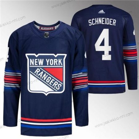 Miesten New York Rangers #4 Braden Schneider Laivastonsininen Ommeltu Paita