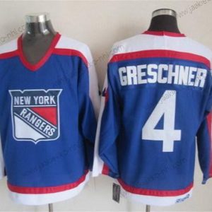 Miesten New York Rangers #4 Ron Greschner Sininen With Valkoinen Retro CCM Paita