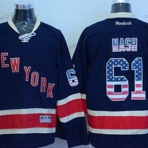 Miesten New York Rangers #61 Rick Nash Laivastonsininen Sininen USA Flag Jääkiekko Paita