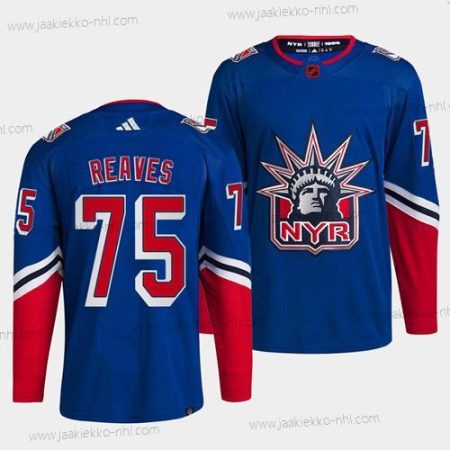 Miesten New York Rangers #75 Ryan Reaves Sininen 2022 Käänteinen Retro Ommeltu Paita