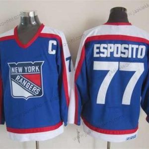 Miesten New York Rangers #77 Phil Esposito Sininen With Valkoinen CCM Vintage Paita