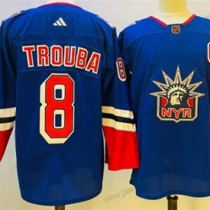 Miesten New York Rangers #8 Jacob Trouba Sininen 2022-23 Käänteinen Retro Ommeltu Paita