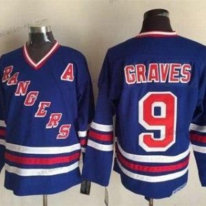 Miesten New York Rangers #9 Adam Graves 1990-91 Sininen CCM Vintage Paita