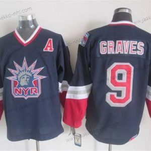 Miesten New York Rangers #9 Adam Graves Laivastonsininen Sininen CCM Vintage Paita