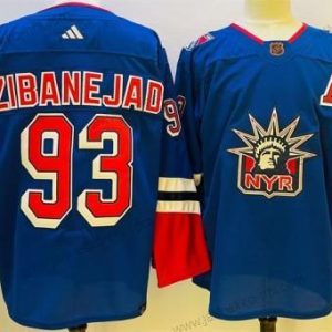 Miesten New York Rangers #93 Mika Zibanejad Sininen 2022-23 Käänteinen Retro Ommeltu Paita