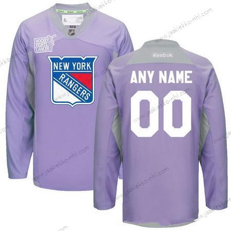 Miesten New York Rangers Mukautettu Violetti Pinkki Reebok Jääkiekko Taistelee syöpää vastaan Harjoitus Paita