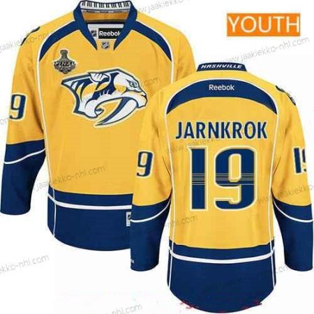 Miesten Nuoret Nashville Predators #19 Calle Jarnkrok Keltainen 2017 Stanley Cup Finals Patch Ommeltu NHL Reebok Jääkiekko Paita