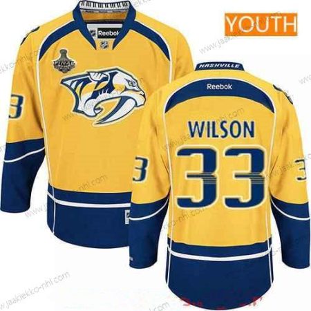 Miesten Nuoret Nashville Predators #33 Colin Wilson Keltainen 2017 Stanley Cup Finals Patch Ommeltu NHL Reebok Jääkiekko Paita