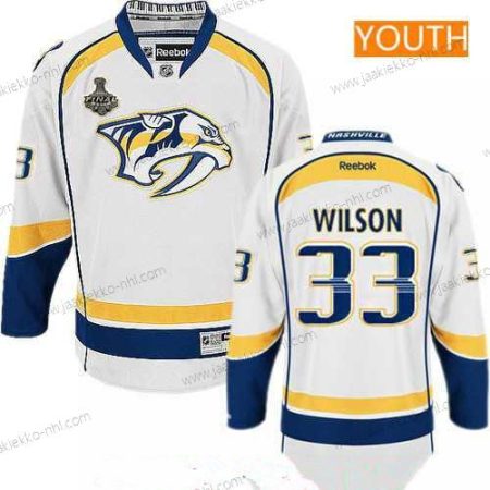 Miesten Nuoret Nashville Predators #33 Colin Wilson Valkoinen 2017 Stanley Cup Finals Patch Ommeltu NHL Reebok Jääkiekko Paita