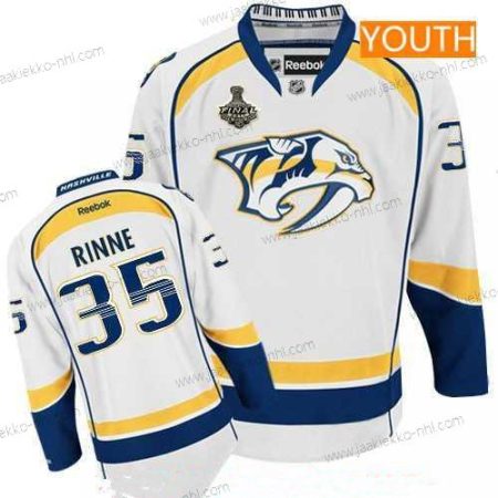 Miesten Nuoret Nashville Predators #35 Pekka Rinne Valkoinen 2017 Stanley Cup Finals Patch Ommeltu NHL Reebok Jääkiekko Paita