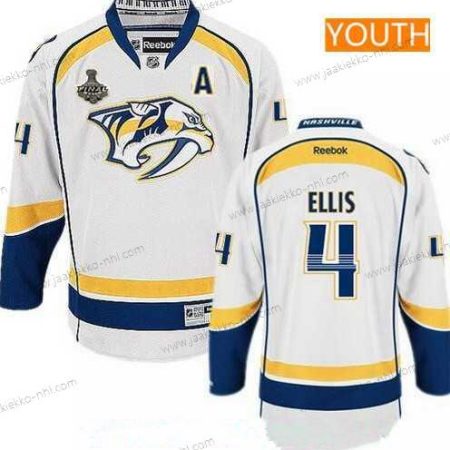 Miesten Nuoret Nashville Predators #4 Ryan Ellis Valkoinen 2017 Stanley Cup Finals A Patch Ommeltu NHL Reebok Jääkiekko Paita