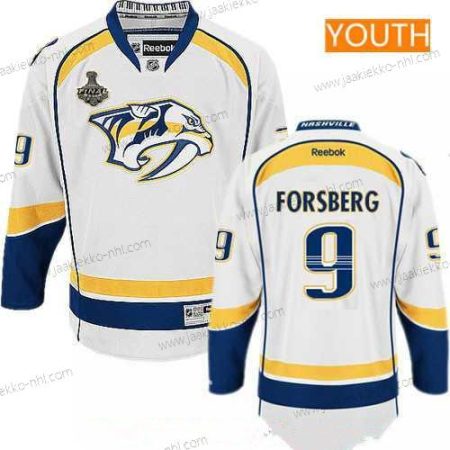 Miesten Nuoret Nashville Predators #9 Filip Forsberg Valkoinen 2017 Stanley Cup Finals Patch Ommeltu NHL Reebok Jääkiekko Paita