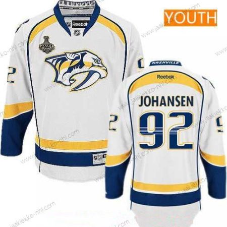 Miesten Nuoret Nashville Predators #92 Ryan Johansen Valkoinen 2017 Stanley Cup Finals Patch Ommeltu NHL Reebok Jääkiekko Paita