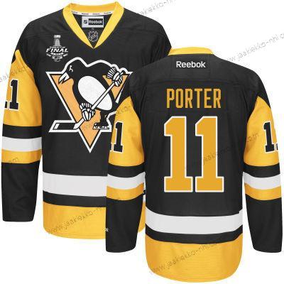 Miesten Nuoret Pittsburgh Penguins #11 Kevin Porter Musta With Kulta 2017 Stanley Cup NHL Finals Patch Paita